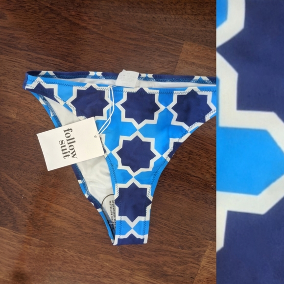 Nwt Follow Suit Brigitte pop blue print bottoms xs - Picture 4 of 4